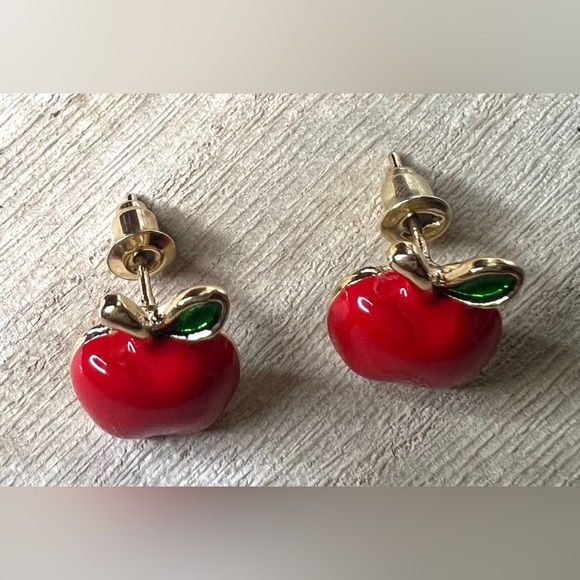 Small Apple Stud Earrings - Picture 2 of 5